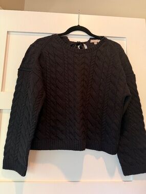 J.Crew Black Cropped Cable Knit Sweater